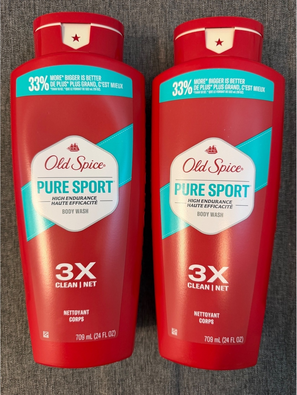 Old Spice Pure Sport High Endurance Body Wash 3X Clean, 24 fl oz (709 ml) - Pack